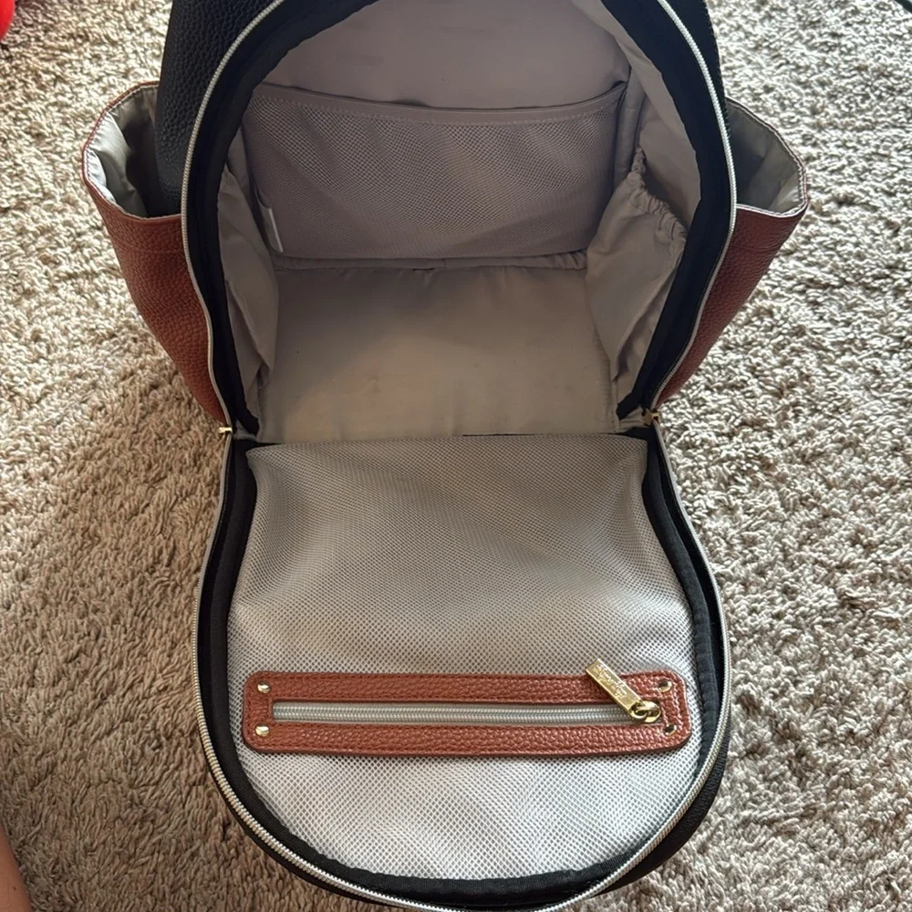 itz-ritzy Herringbone Mini Backpack - Black, White & Brown
